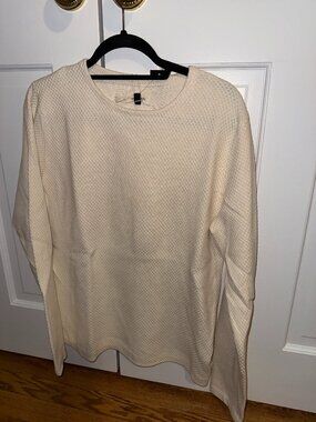 NWT Civil Society Textured Long Sleeve Crewneck Sweater Tee Cream M